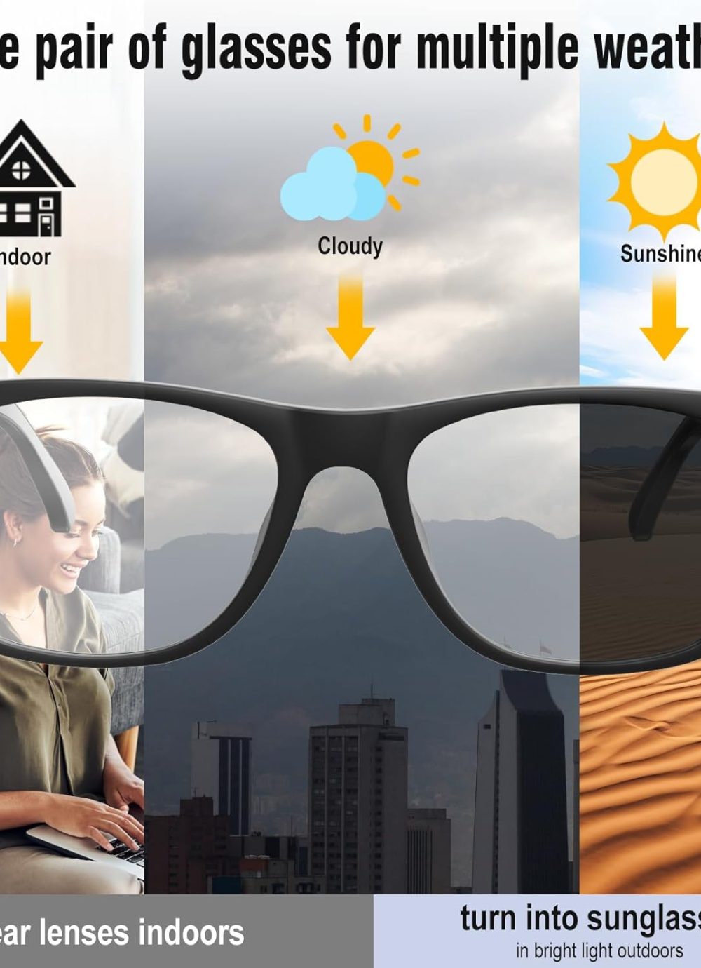 Ai Translation Smart Glasses with Chat GPT Bluetooth for Men Women with 140 Language Color-Change Lens Clear Headphone with Speaker Sunglasses,Travel Meeting Trade Business - Image 3