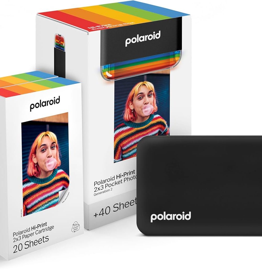 Hi-Print + Paper Bundle- 2nd Generation Bluetooth Connected 2x3 Pocket Photo Dye-Sub Printer - Black Printer + 40 Photos (6439)