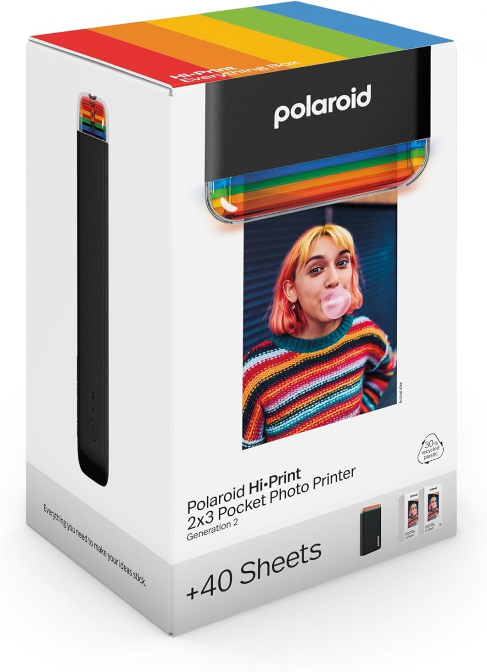 Hi-Print + Paper Bundle- 2nd Generation Bluetooth Connected 2x3 Pocket Photo Dye-Sub Printer - Black Printer + 40 Photos (6439) - Image 2