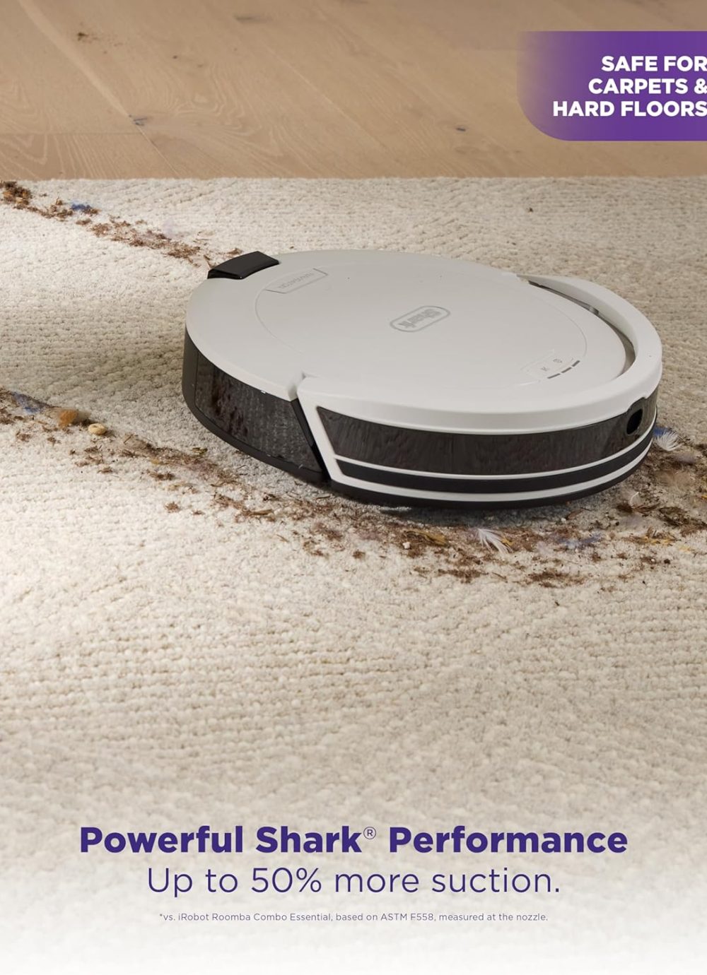Shark Navigator Robot Vacuum with Bagless 30-Day Capacity Self-Empty Base, Powerful Suction, SmartPath Navigation, Self-Cleaning Brushroll, for Carpets & Hard Floors, White, AV2110S - Image 2