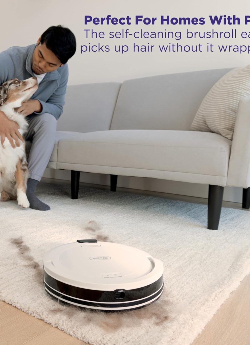 Shark Navigator Robot Vacuum with Bagless 30-Day Capacity Self-Empty Base, Powerful Suction, SmartPath Navigation, Self-Cleaning Brushroll, for Carpets & Hard Floors, White, AV2110S - Image 7
