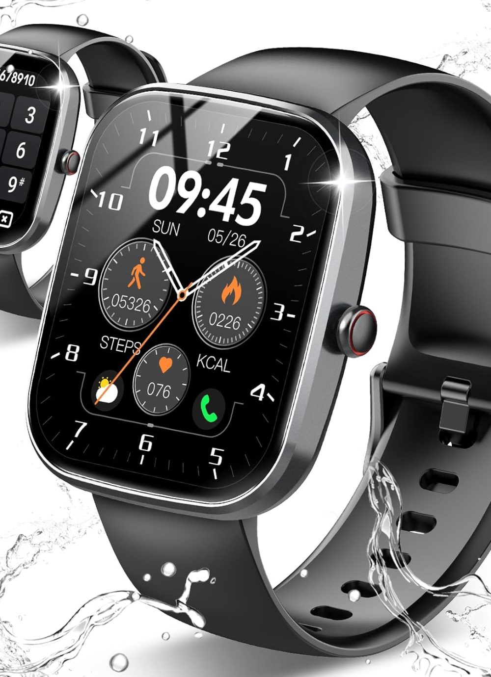 Smart Watch, 1.91" HD Screen Smartwatch for Men Women(Answer/Make Call), Fitness Watch with Heart Rate/Sleep Monitor/Steps Monitor, 110+ Sports Modes, IP68 Waterproof Activity Trackers, Black